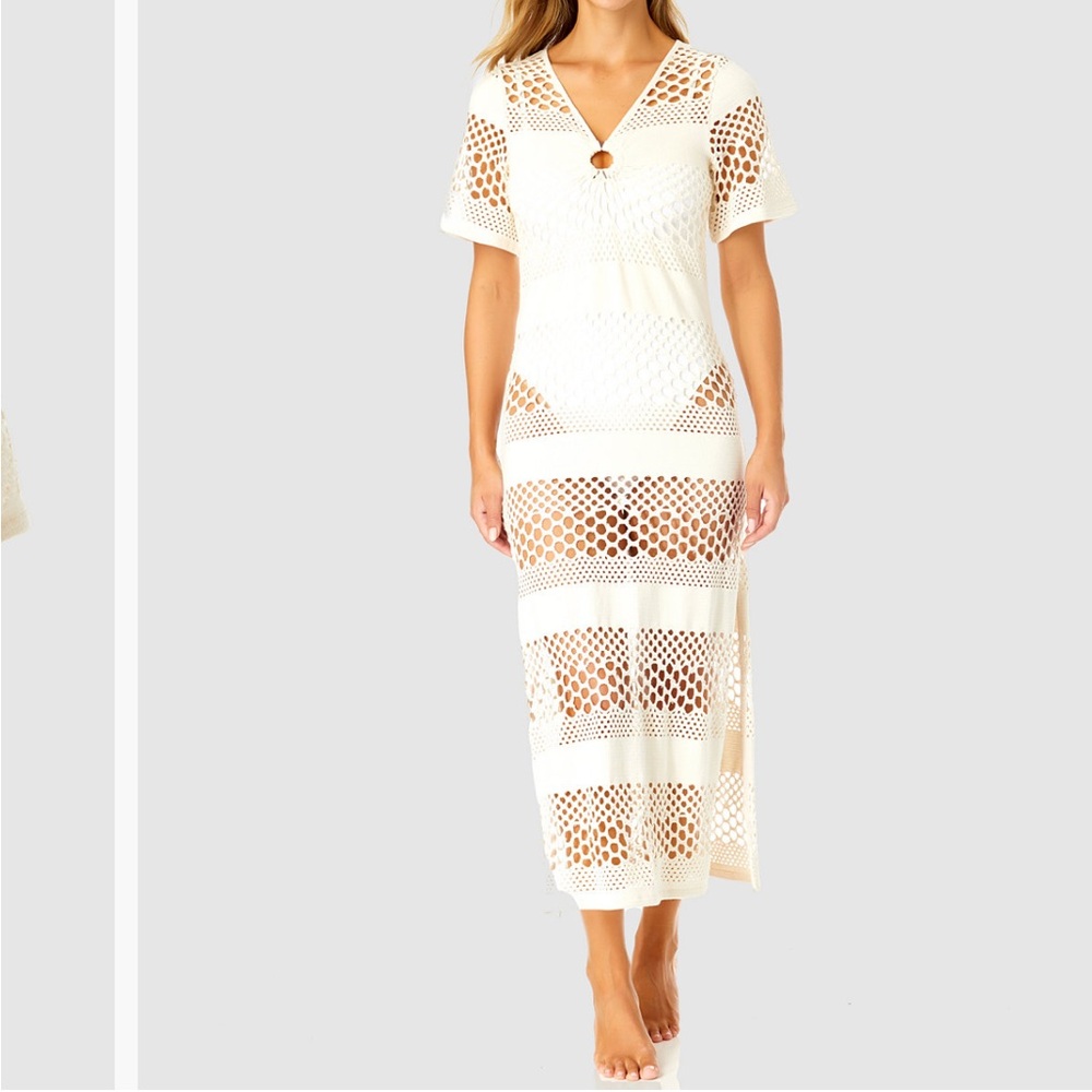 Chic White Crochet Swim Cover-Up